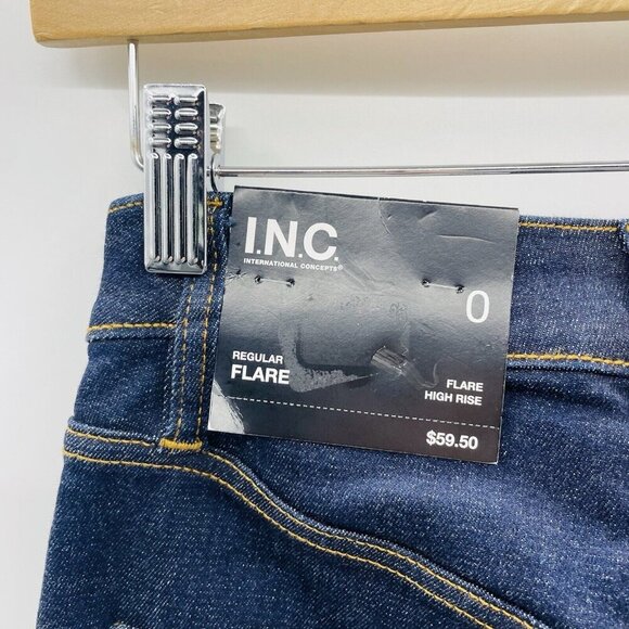 INC International Concepts Womens 0/25 High Rise Flare Leg Jeans in Dark Indigo - Picture 7 of 10